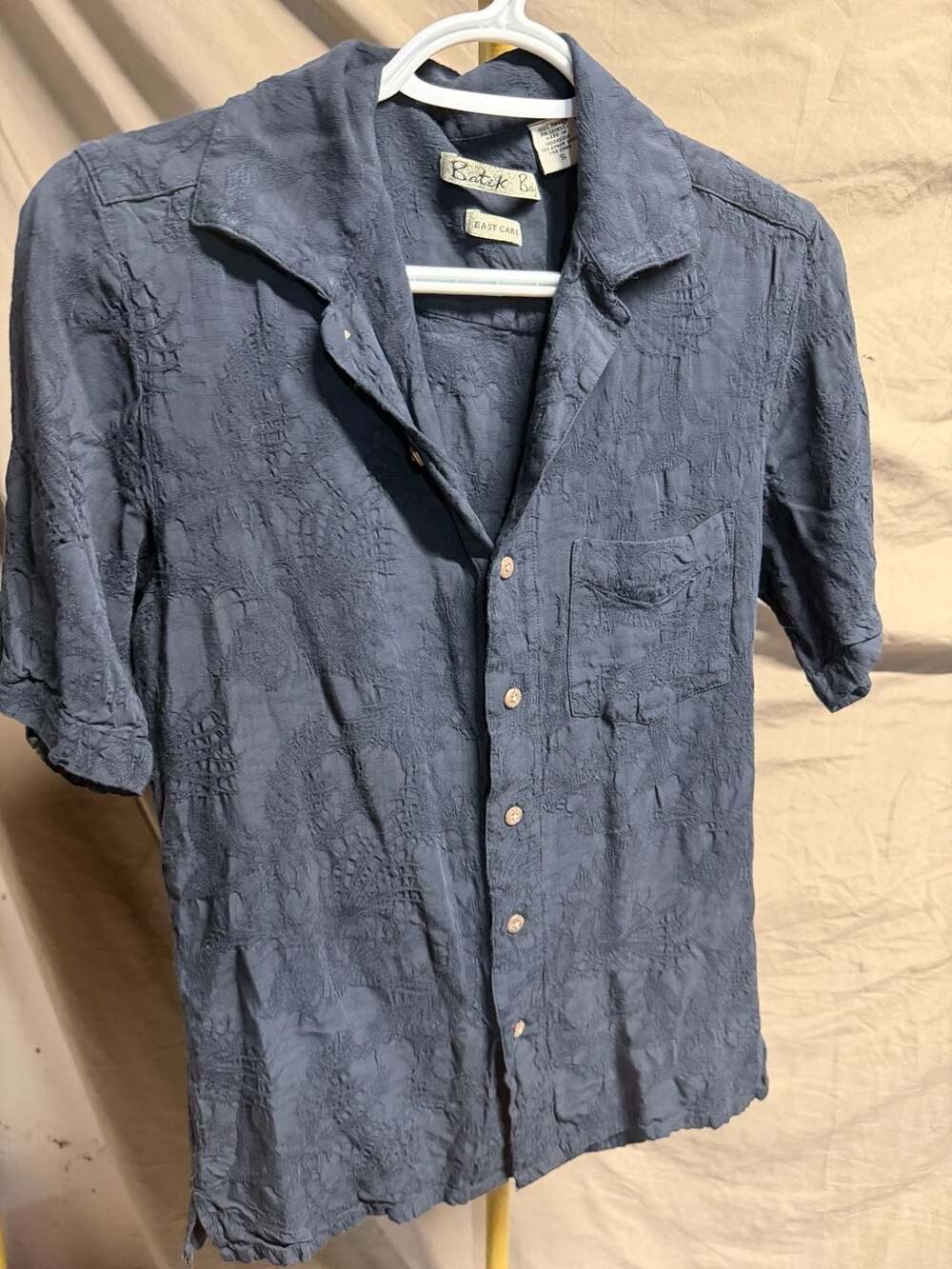 Batik Bay Blue Short Sleeve Textured Camp Shirt